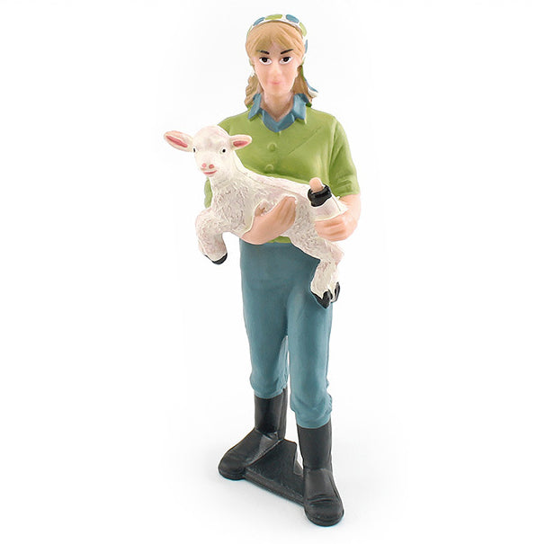 Farm Hand Figure 9cm (lady with lamb)