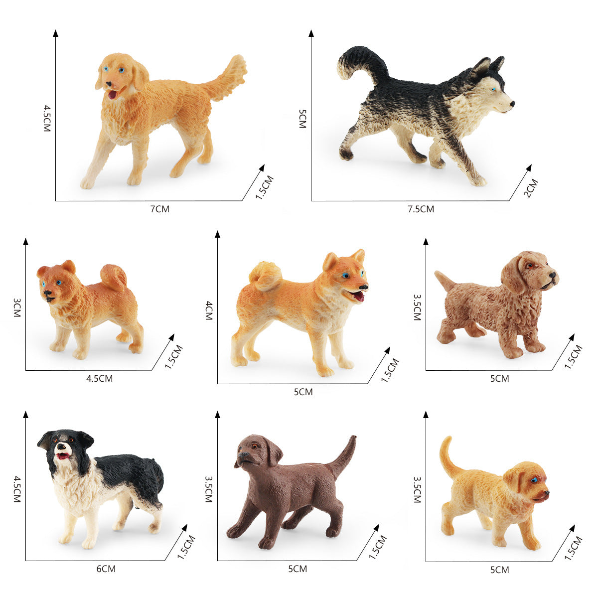 Best Friends Dog figures 8pc (Medium 2.5 inches)